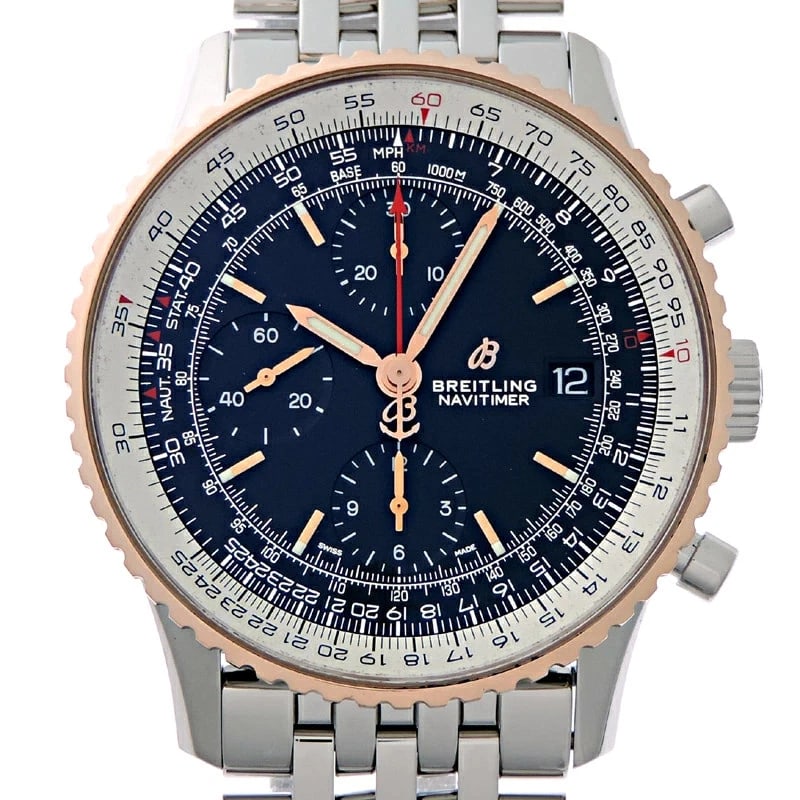 BREITLING WATCH NAVITIMER CHRONOGRAPH AUTOMATIC: BREITLING WATCH NAVITIMER CHRONOGRAPH AUTOMATIC Brand: BREITLING Type/Style: Wristwatch Material: SS/Pink Gold Color: Dial Color NONE Size: Case size: 41mm Wrist size: Approx. 19cm Accessories: None
