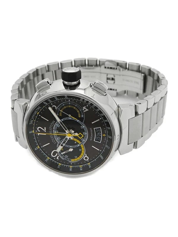 LOUIS VUITTON WATCH TAMBOUR CHRONO AUTOMATIC DATE BROWN: LOUIS VUITTON WATCH TAMBOUR CHRONO AUTOMATIC DATE BROWN Brand: LOUIS VUITTON Type/Style: Wristwatch Material: SS Color: Dial Color BROWN Size: Case size: 44mm Wrist size: 20.5cm Accessories: None