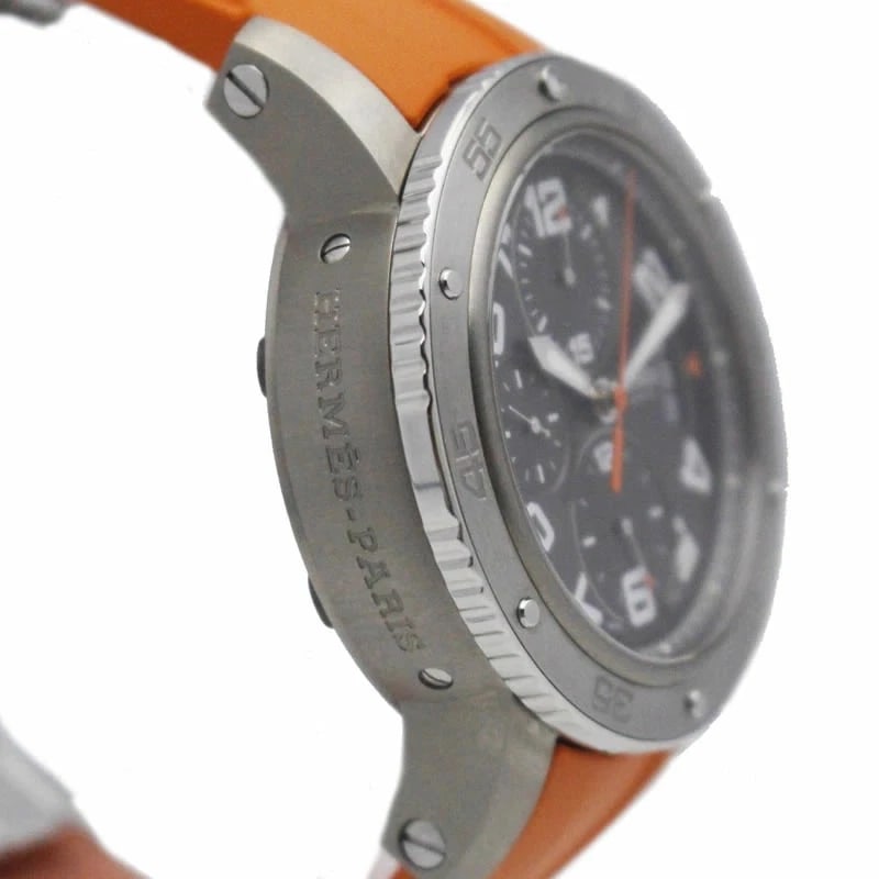 HERMES WATCH CLIPPER CHRONOGRAPH TITANIUM AUTOMATIC DATE BLACK - 3