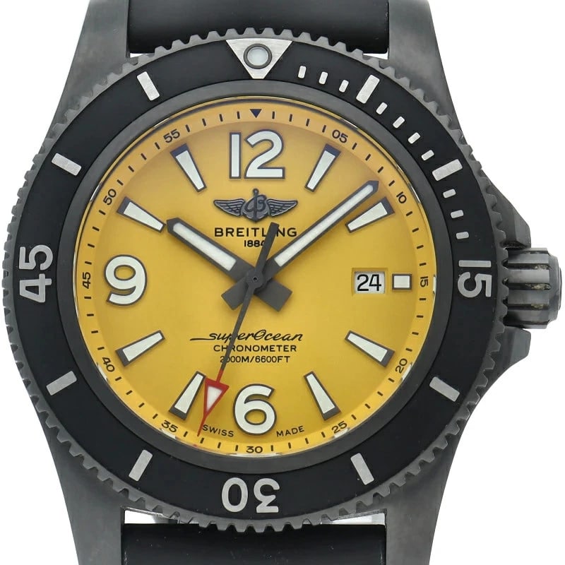BREITLING WATCH SUPEROCEAN AUTOMATIC BLACK STEEL: BREITLING WATCH SUPEROCEAN AUTOMATIC BLACK STEEL Brand: BREITLING Type/Style: Wristwatch Material: Stainless Steel/Rubber Color: Dial Color BLACK Size: Case size: 46mm Wrist size: Approx. 18.5cm