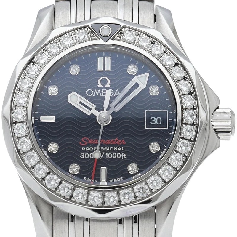OMEGA WATCH SEAMASTER QUARTZ DIAMOND BEZEL: OMEGA WATCH SEAMASTER QUARTZ DIAMOND BEZEL Brand: OMEGA Type/Style: Wristwatch Material: SS Color: Dial Color NONE Size: Case size: 28mm Wrist size: Approx. 16.5cm Accessories: None Accessories