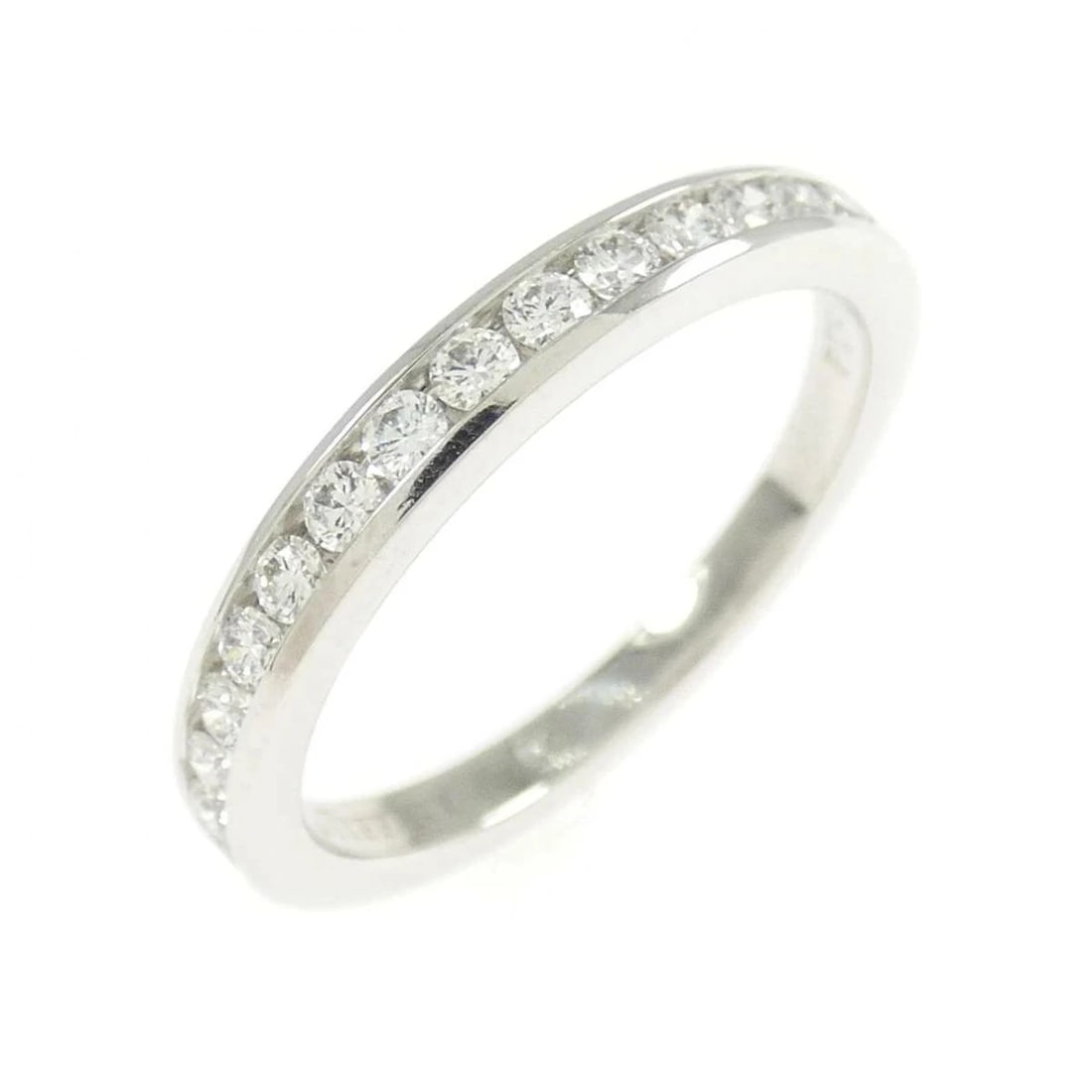 TIFFANY HALF CIRCLE CHANNEL SETTING PLATINUM RING: Tiffany Half Circle Channel Setting Platinum Ring Brand: Tiffany & Co. Type/Style: Ring Material: Pt950, Color: Silver Size: US 5 Accessories: None Accessories Notice: When purchasing pre-