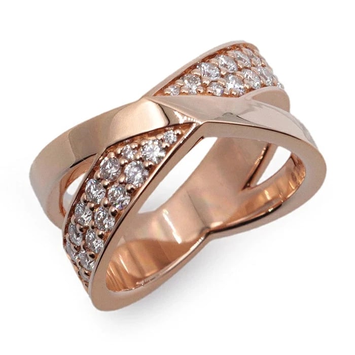 TIFFANY & CO. ATLAS X DIAMOND PINK GOLD RING: Tiffany & Co. Atlas X Diamond Pink Gold Ring Brand: Tiffany & Co. Type/Style: Ring Material: 18K Pink Gold, Color: Pink Gold Size: US 6.5 Accessories: None Accessories Notice: When purchasing