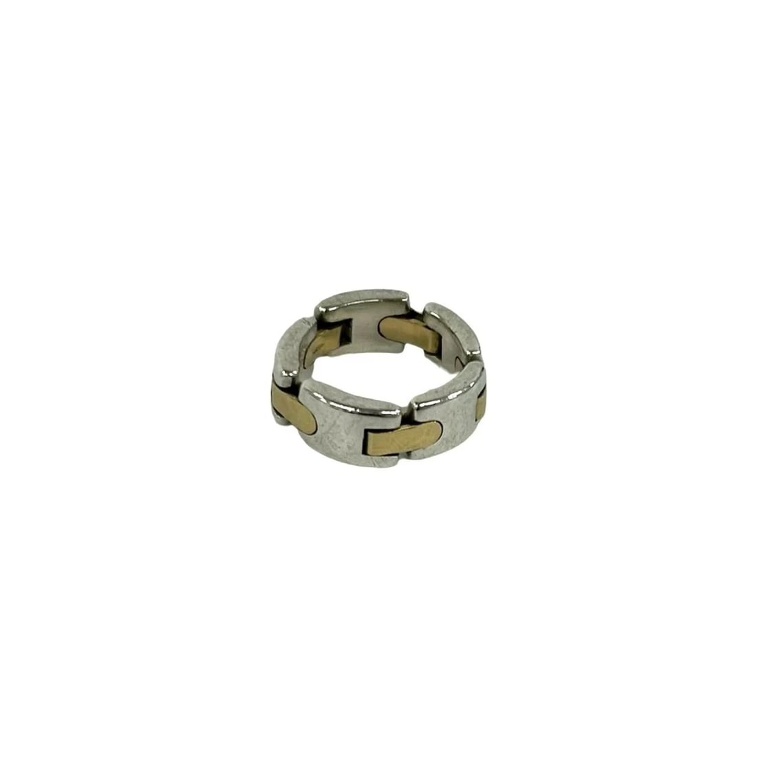 TIFFANY & CO. H LINK RING: Tiffany & Co. H Link Ring Brand: Tiffany & Co. Type/Style: Ring Material: Silver 925, 18K Yellow Gold, Color: Yellow silver Size: US 6.5 Accessories: None Accessories Notice: When purchasing