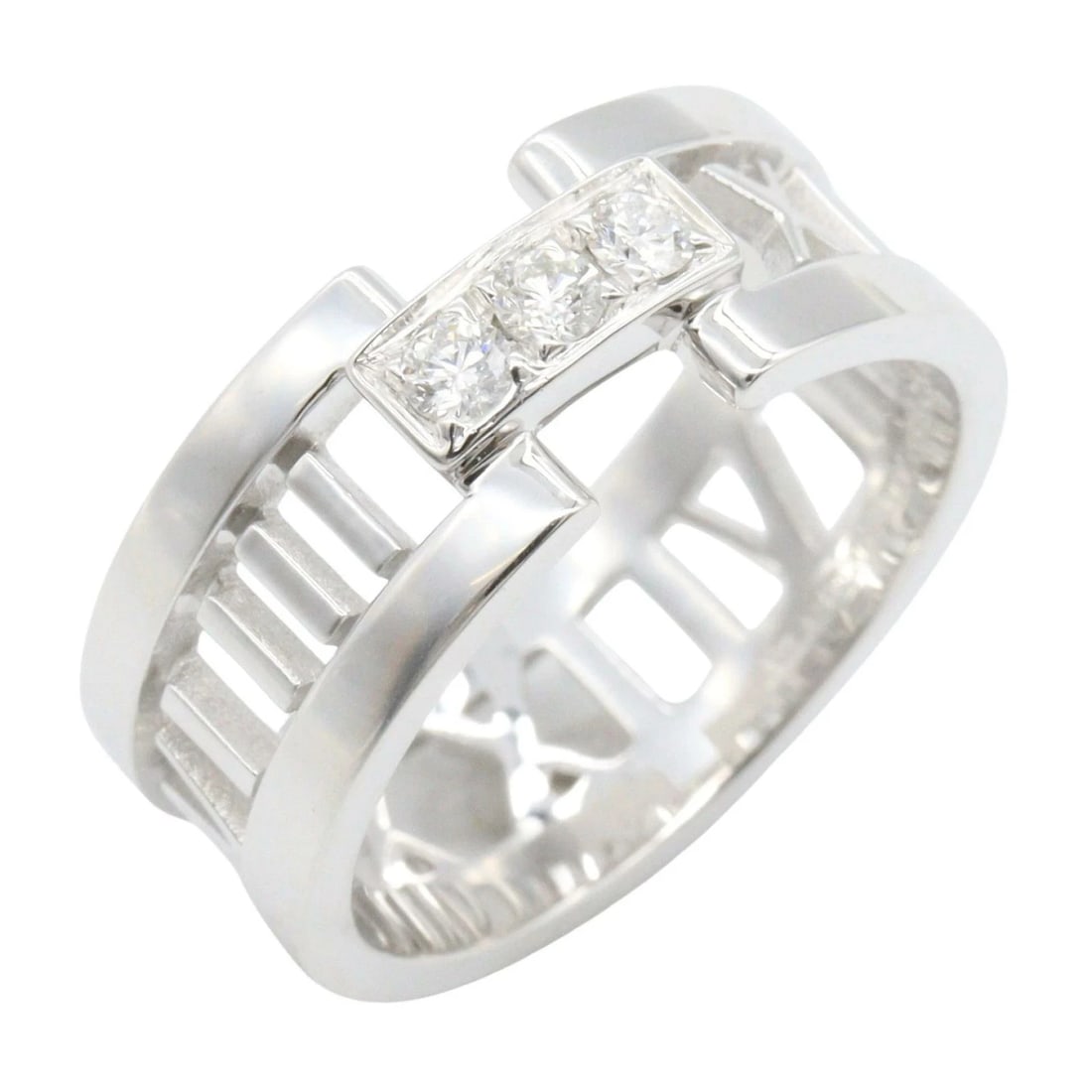 TIFFANY & CO. ATLAS DIAMOND RING: Tiffany & Co. Atlas Diamond Ring Brand: Tiffany & Co. Type/Style: Ring Material: K18 White Gold, Main Stone Natural Color: WG Size: US 8.5 Accessories: None Accessories Notice: When purcha