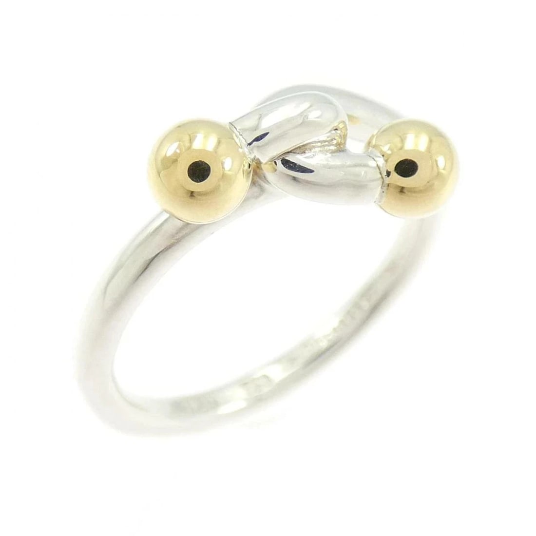 TIFFANY HOOK RING: Tiffany Hook Ring Brand: Tiffany & Co. Type/Style: Ring Material: 925 Sterling Silver and 750 Yellow Gold, Color: YG Size: US 5.5 Accessories: None Accessories Notice: When purchasing pre-owned