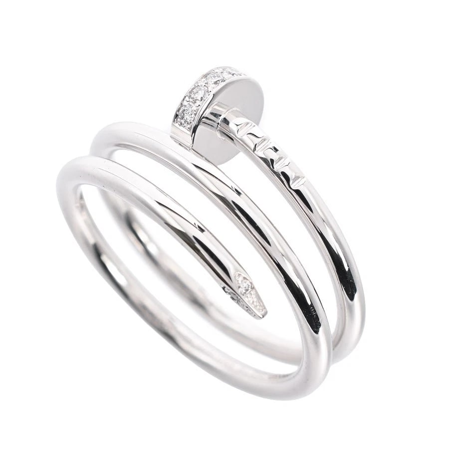 CARTIER JUSTE UN CLOU RING: Cartier Juste un Clou Ring Brand: Cartier Type/Style: Ring Material: 18K White Gold, Main Stone Natural Color: WG Size: US 6.5 Accessories: None Accessories Notice: When purchasing pre-owned goods,