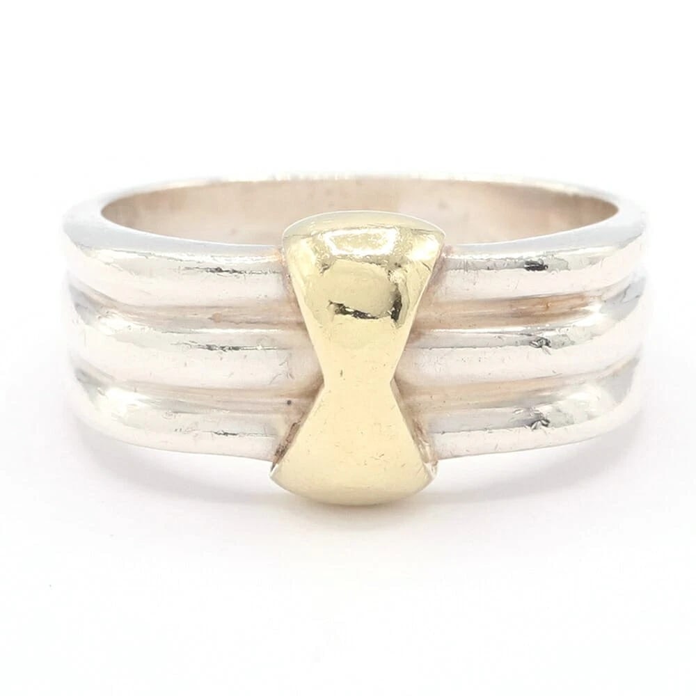 TIFFANY STERLING SILVER 925 YELLOW GOLD COMBINATION RING: Tiffany Sterling Silver 925 Yellow Gold Combination Ring Brand: Tiffany & Co. Type/Style: Ring Material: Sterling Silver 925, Yellow Gold, Color: SV, YG Size: US 7 Accessories: None Access