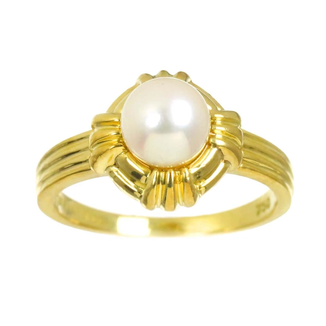 TIFFANY & CO. AKOYA PEARL RING YELLOW GOLD DOOR KNOCKER: Tiffany & Co. Akoya Pearl Ring Yellow Gold Door Knocker Brand: Tiffany & Co. Type/Style: Ring Material: Yellow Gold, Main Stone Akoya Pearl Color: YG Size: US 5.5 Accessories: None Accesso