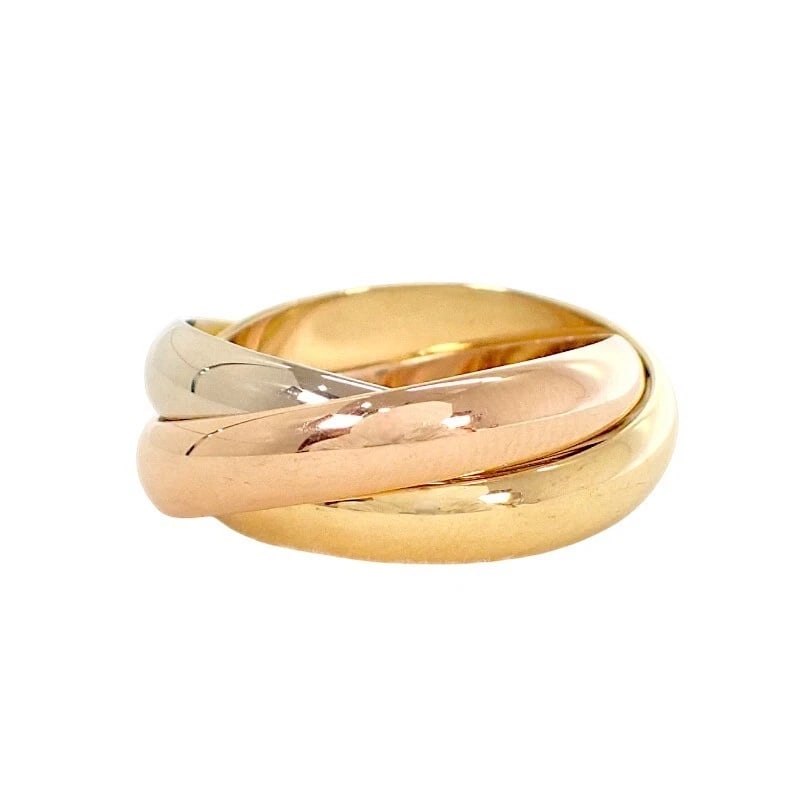 CARTIER TRINITY MM RING 18K YELLOW PINK WHITE GOLD THREE TONE: Cartier Trinity MM Ring 18K Yellow Pink White Gold Three Tone Brand: Cartier Type/Style: Ring Material: 18K Yellow Gold, 18K Pink Gold, 18K White Gold, Color: YG, PG, WG Size: US 6.5 Accessories: