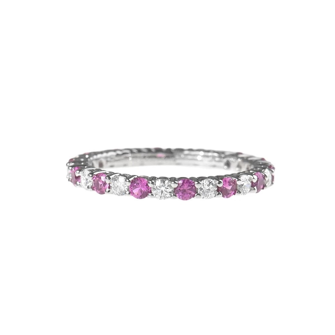 TIFFANY & CO. EMBRACE BAND FULL CIRCLE PINK SAPPHIRE DIAMOND RING: Tiffany & Co. Embrace Band Full Circle Pink Sapphire Diamond Ring Brand: Tiffany & Co. Type/Style: Ring Material: Platinum, Main Stone Natural Color: Size: US 5.5 Accessories: None Accessories