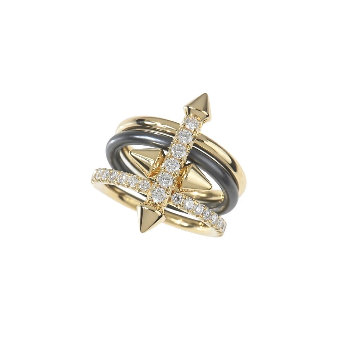 TIFFANY TITAN BY PHARRELL WILLIAMS UNISEX DIAMOND RING K18 YELLOW GOLD: Tiffany Titan by Pharrell Williams Unisex Diamond Ring K18 Yellow Gold Brand: Tiffany & Co. Type/Style: Ring Material: Yellow Gold, Titanium, Main Stone Natural Color: YG, TI Size: US 8.5