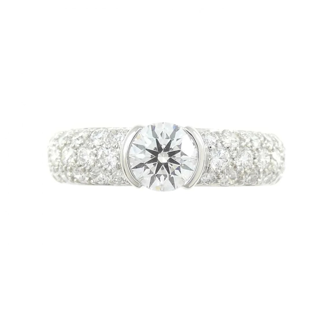 TIFFANY PAVE SOLITAIRE RING PLATINUM - 2