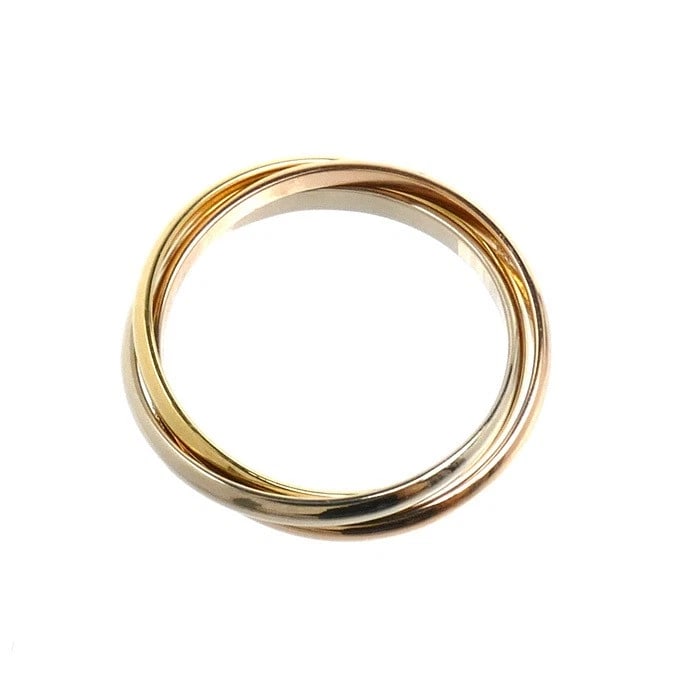 CARTIER LES MUST DE TRINITY XS RING 18K YELLOW PINK WHITE GOLD: Cartier les must de Trinity XS Ring 18K Yellow Pink White Gold Brand: Cartier Type/Style: Ring Material: 18K Yellow Gold, 18K Pink Gold, 18K White Gold, Color: YG, WG, PG Size: US 6.5 Accessories: