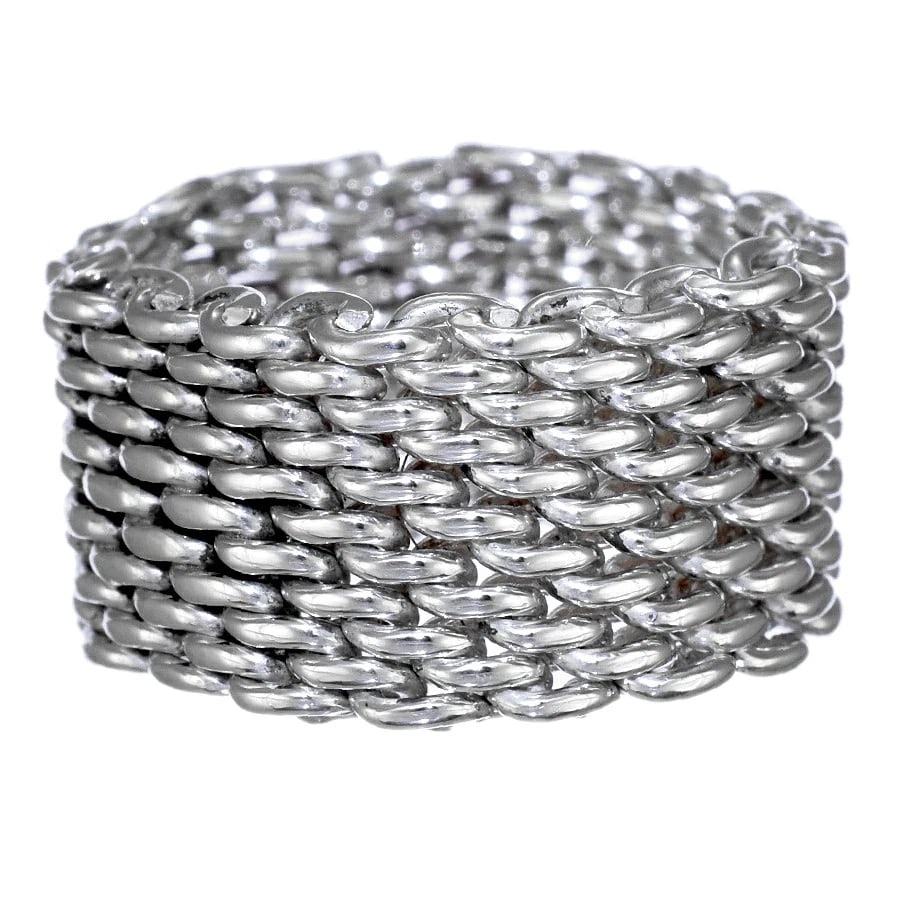 TIFFANY SOMERSET MESH RING STERLING SILVER 925: Tiffany Somerset Mesh Ring Sterling Silver 925 Brand: Tiffany & Co. Type/Style: Ring Material: Sterling Silver (SV925), Color: Silver Size: US 7.5 Accessories: None Accessories Notice: When