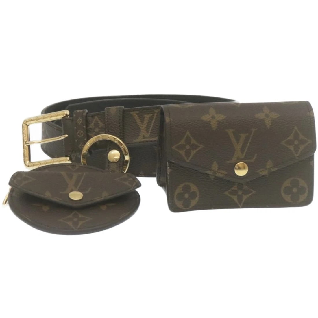 LOUIS VUITTON MONOGRAM CEINTURE DAILY MULTI POCKET WAIST BAG: LOUIS VUITTON Monogram Ceinture Daily Multi Pocket Waist Bag Brand: LOUIS VUITTON Type/Style: Waist bag Material: Monogram Canvas Color: Monogram Size: W1.2inch Accessories: None Accessories Notice: