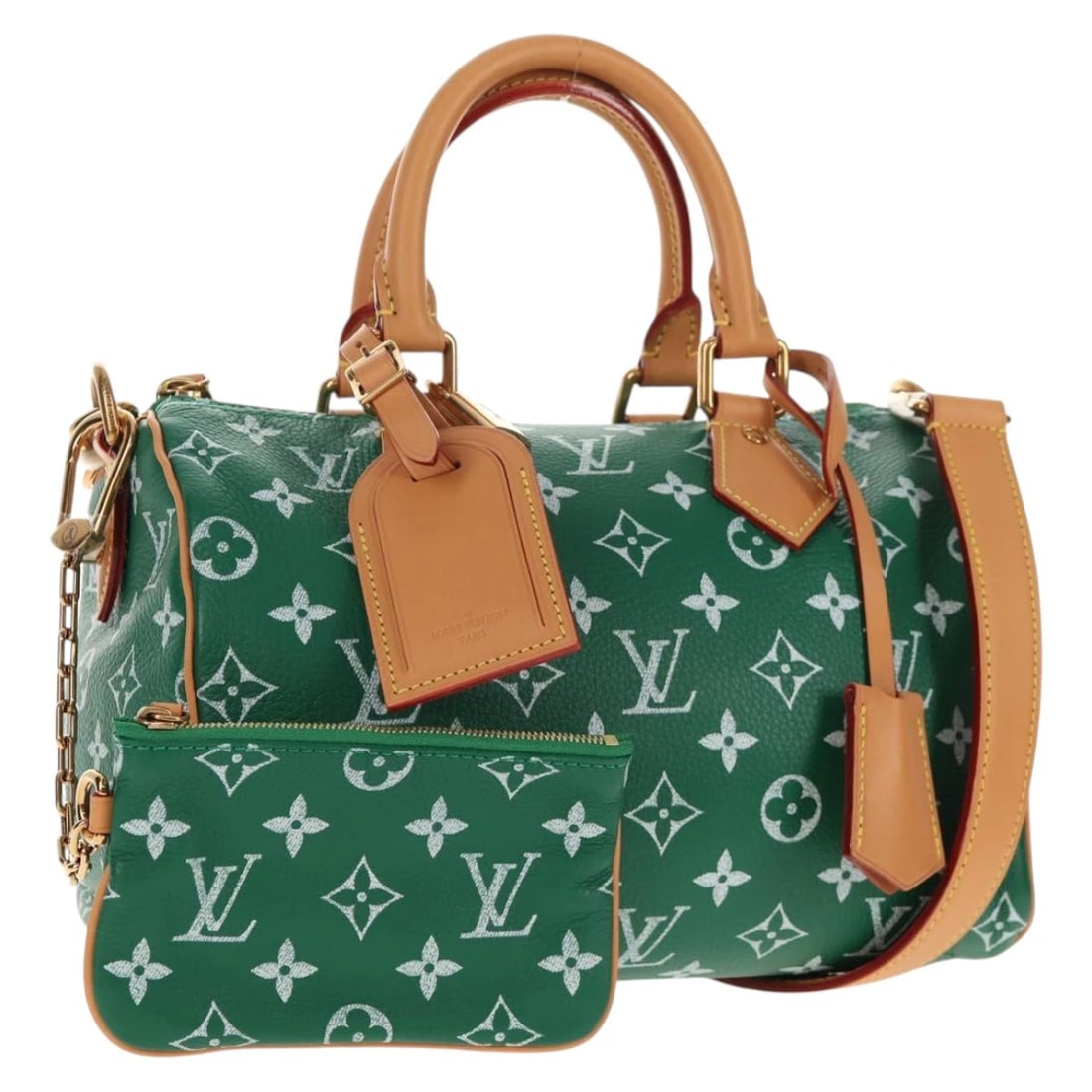 LOUIS VUITTON MONOGRAM SPEEDY P9 BANDOULIERE 25 BAG: LOUIS VUITTON Monogram Speedy P9 Bandouliere 25 Bag Brand: LOUIS VUITTON Type/Style: Hand Bag Material: Monogram Canvas Color: Monogram/Green Size: W9.8 x H6.7 x D5.9inch Accessories: None