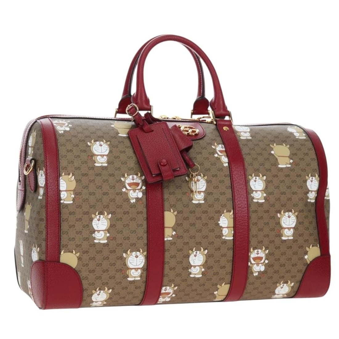 GUCCI X DORAEMON MICRO GG BOSTON BAG PVC: GUCCI x Doraemon Micro GG Boston Bag PVC Brand: GUCCI Type/Style: Boston Bag Material: PVC Leather/Micro Small GG Canvas Color: Beige Size: W17.3 x H9.8 x D8.7inch Accessories: None Access