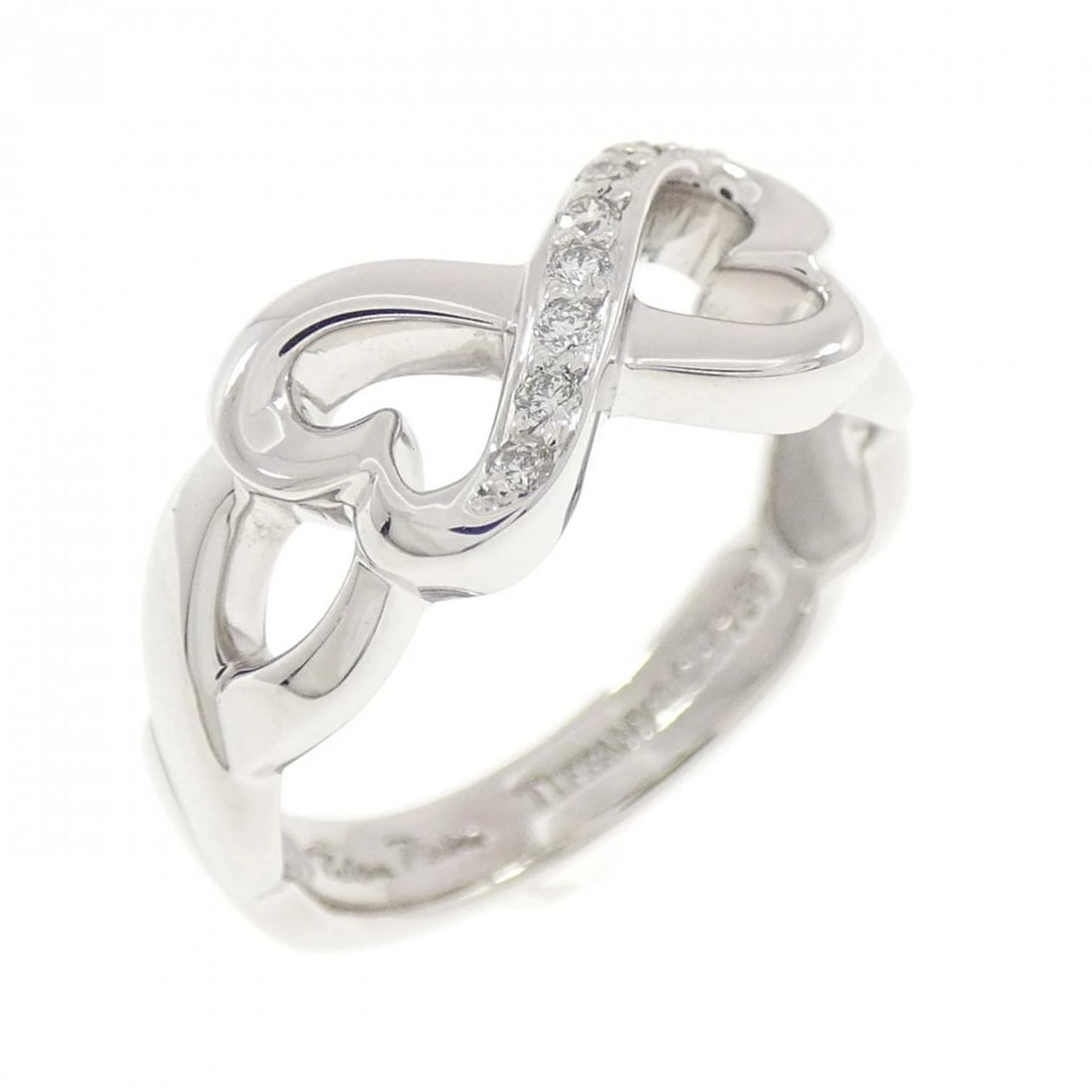TIFFANY & CO. DOUBLE LOVING HEART RING: TIFFANY & Co. Double Loving Heart Ring Brand: TIFFANY&Co. Type/Style: TIFFANY & Co. Ring Material: 750 white gold, Main Stone Natural Color: white gold Size: US4 1/4 Accessories: None Accessories