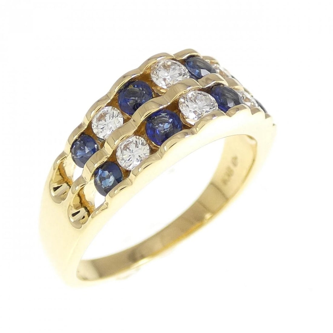 MIKIMOTO SAPPHIRE RING: Mikimoto Sapphire Ring Brand: MIKIMOTO Type/Style: Mikimoto Ring Material: K18 yellow gold, Main Stone Sapphire Color: yellow gold Size: US5 3/4 Accessories: None Accessories Notice: When purchasing