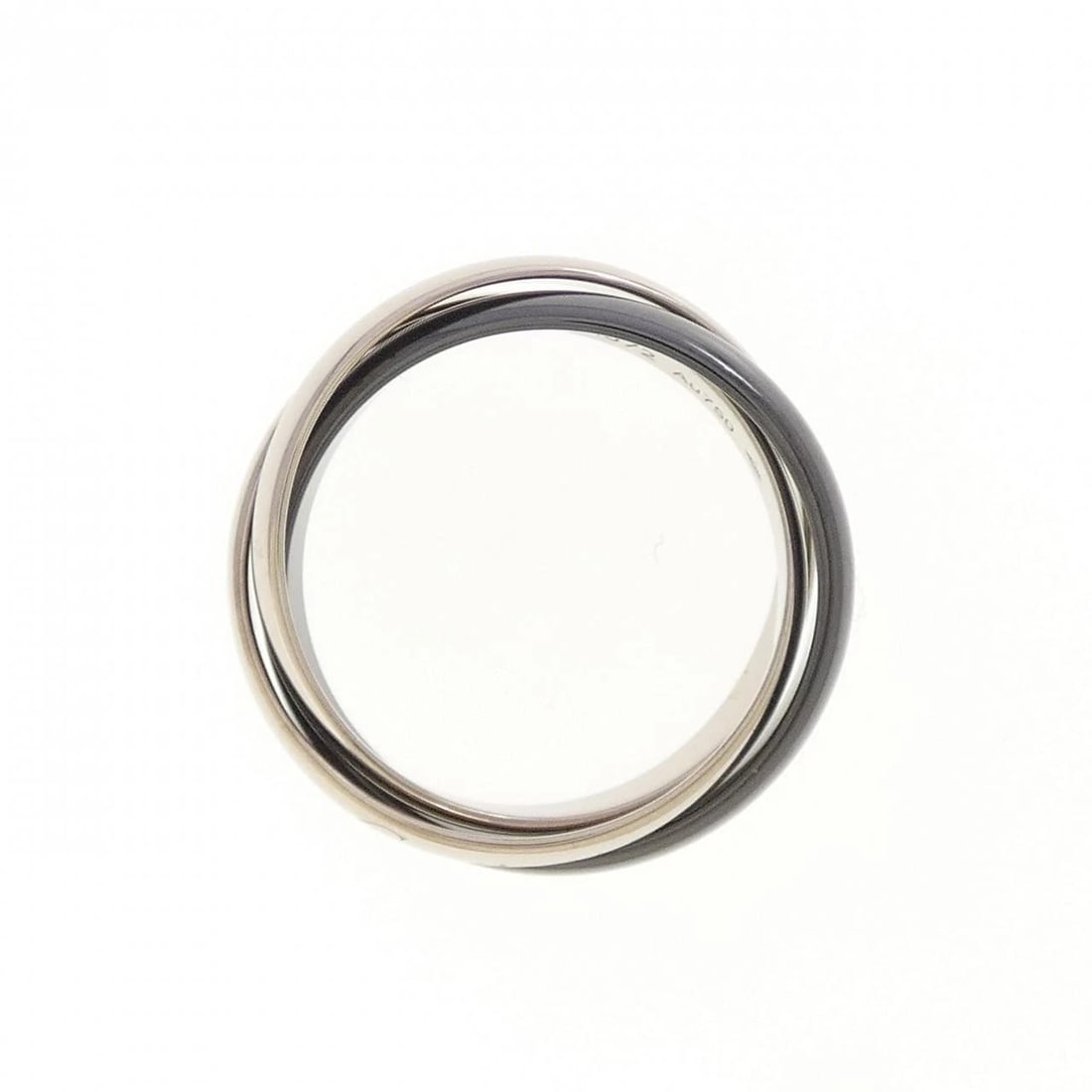 CARTIER TRINITY BLACK & WHITE RING: Cartier Trinity Black & White Ring Brand: CARTIER Type/Style: Cartier Ring Material: 750 white gold/ceramic, Color: 750 white gold/ceramic Size: US7 3/4(55) Accessories: None Accessories Notice: When