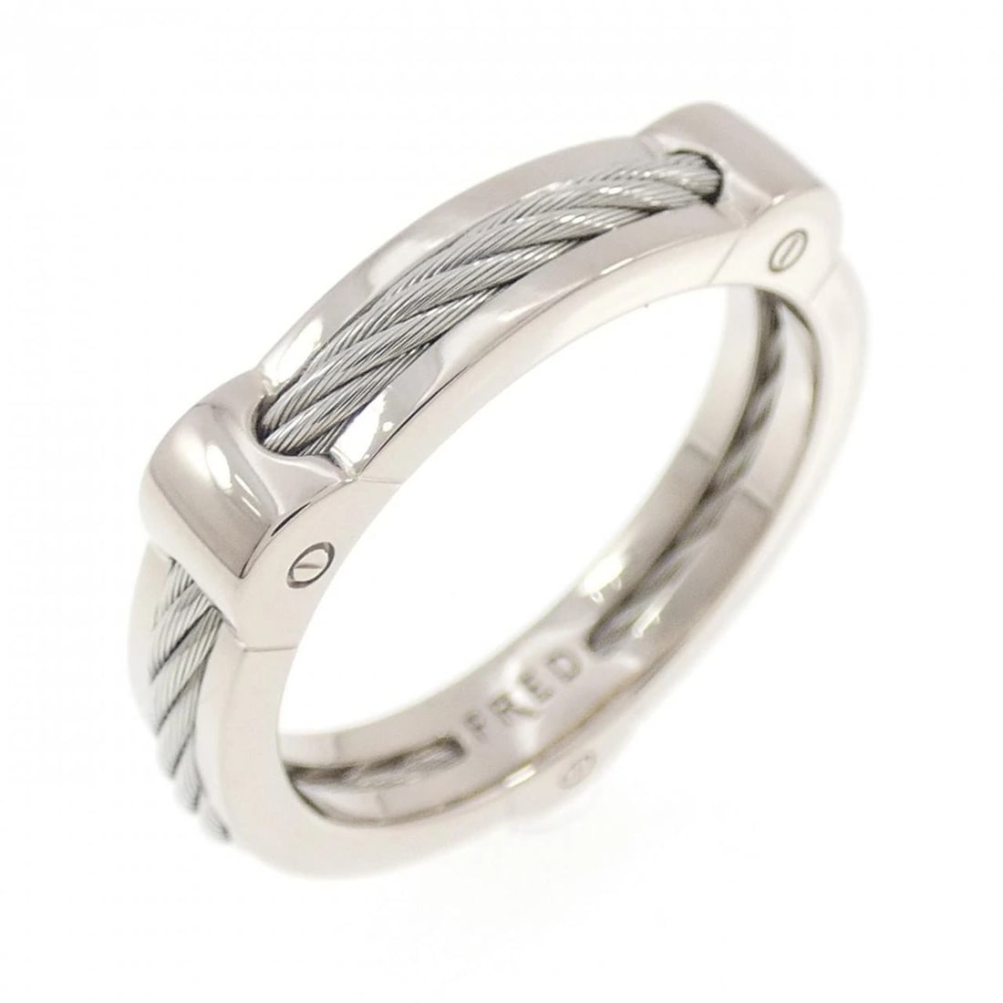 FRED FORCE WINCH RING: Fred Force Winch Ring Brand: FRED Type/Style: Fred Ring Material: 750 White Gold/Stainless Steel, Color: White gold,Silver Size: US8 1/2(58) Accessories: None Accessories Notice: When purchasing