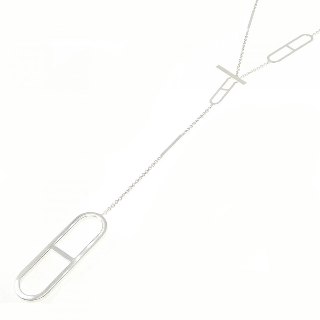 HERMES EVER CHAINE D'ANCRE NECKLACE: Hermes Ever Chaine d'Ancre Necklace Brand: HERMES Type/Style: Hermes Necklace Material: 925Silver, Color: Silver Size: Length81cmActual Size Pendant length approx. x width approx.: 59.8mmx20.0mm