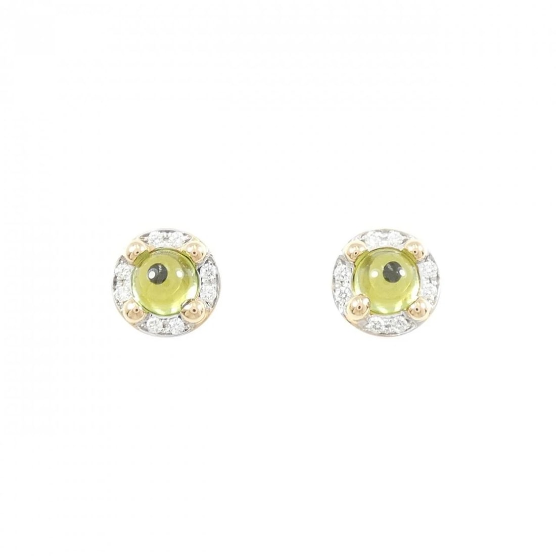 POMELLATO PERIDOT PIERCE: Pomellato Peridot Pierce Brand: Pomellato Type/Style: Pomellato Pierce/Earring Material: 750 pink gold/750 white gold, Main Stone Peridot Color: PG,WG Size: Actual Size Diameteraround: 7.6mm