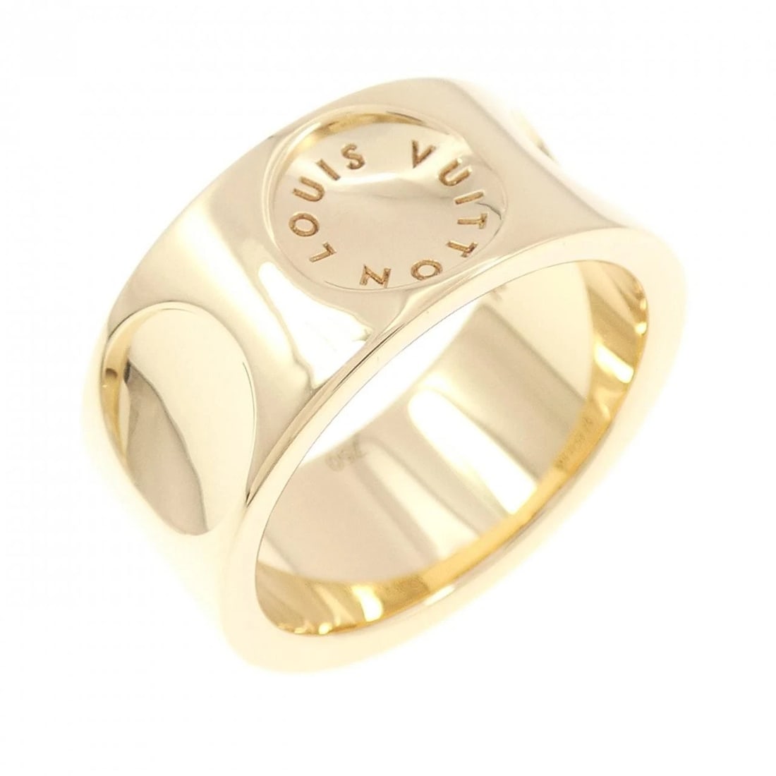 LOUIS VUITTON PETITE BOURGUE EMPREINTE RING: Louis Vuitton Petite Bourgue Empreinte Ring Brand: LOUIS VUITTON Type/Style: Louis Vuitton Ring Material: 750 yellow gold, Color: YEllow Gold Size: US8 1/2(57) Accessories: None Accessories Notice:
