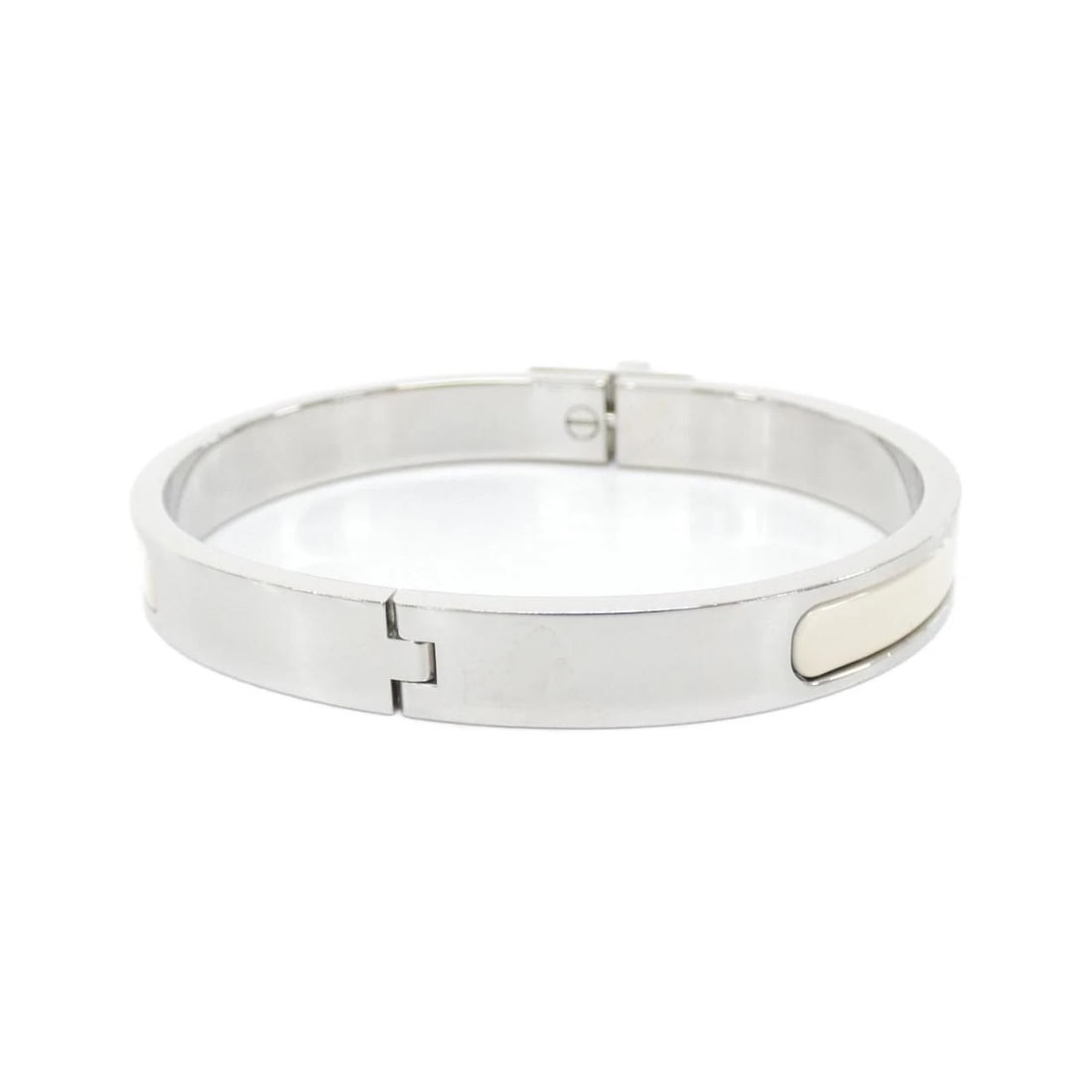 HERMES MINI CLICK KELLY GM BRACELET: Hermes Mini Click Kelly GM Bracelet Brand: HERMES Type/Style: Hermes Bracelet Material: None, Color: CREME / PALLADIUM (SILVER) Metal Size: Inner circumference x width: 17.5cmx1cm Accessories: None