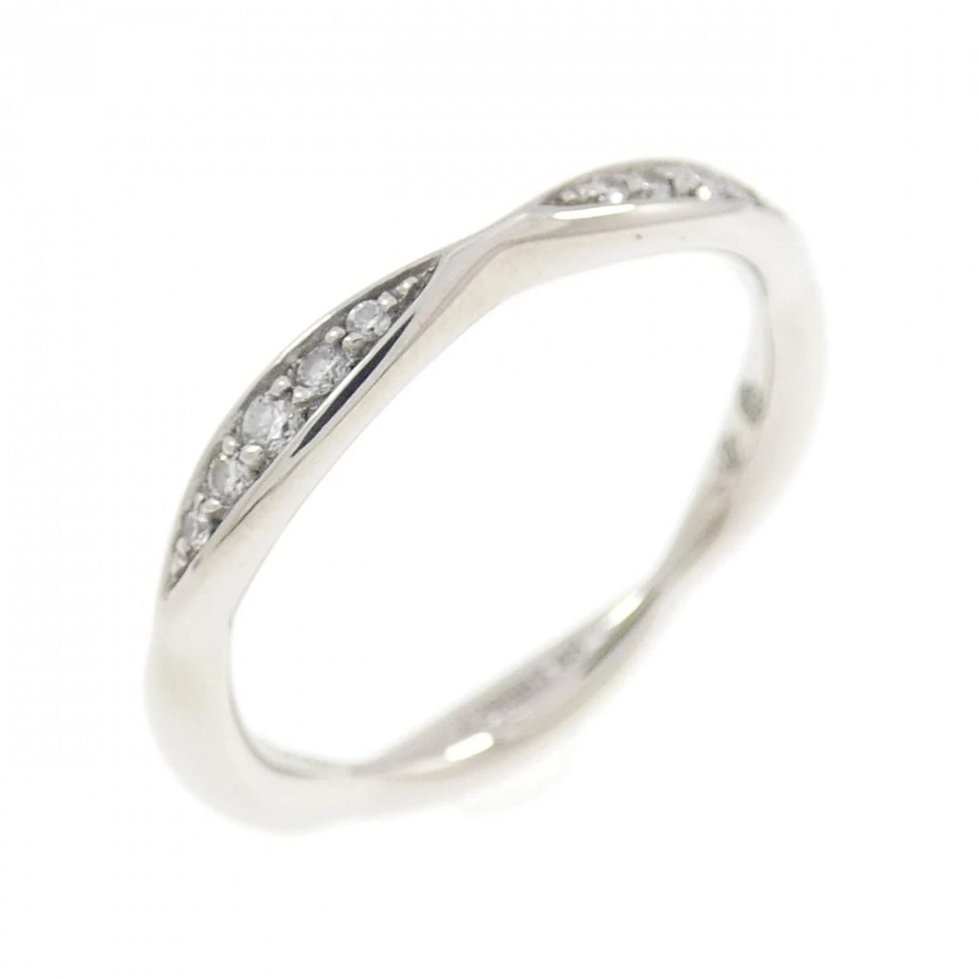 CHANEL CAMELLIA HALF ETERNITY RING: Chanel Camellia Half Eternity Ring Brand: CHANEL Type/Style: Chanel Ring Material: Platinum950, Main Stone Natural Color: Silver Size: US4 1/2(48) Accessories: None Accessories Notice: When