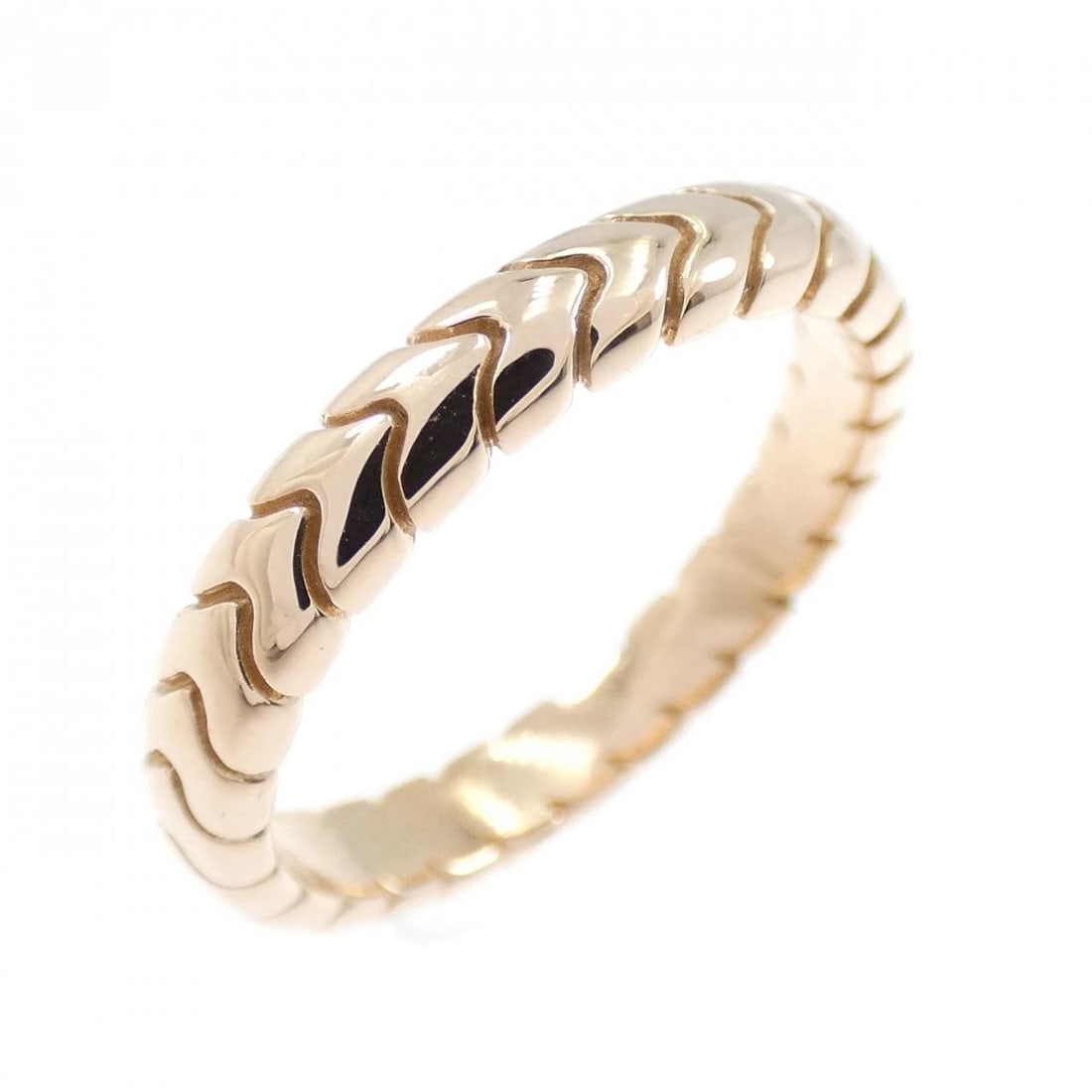BVLGARI SPIGA RING: Bvlgari Spiga Ring Brand: BVLGARI Type/Style: Bulgari Ring Material: 750 Pink Gold, Color: Pink Gold Size: US4(47) Accessories: None Accessories Notice: When purchasing pre-owned goods, please refer