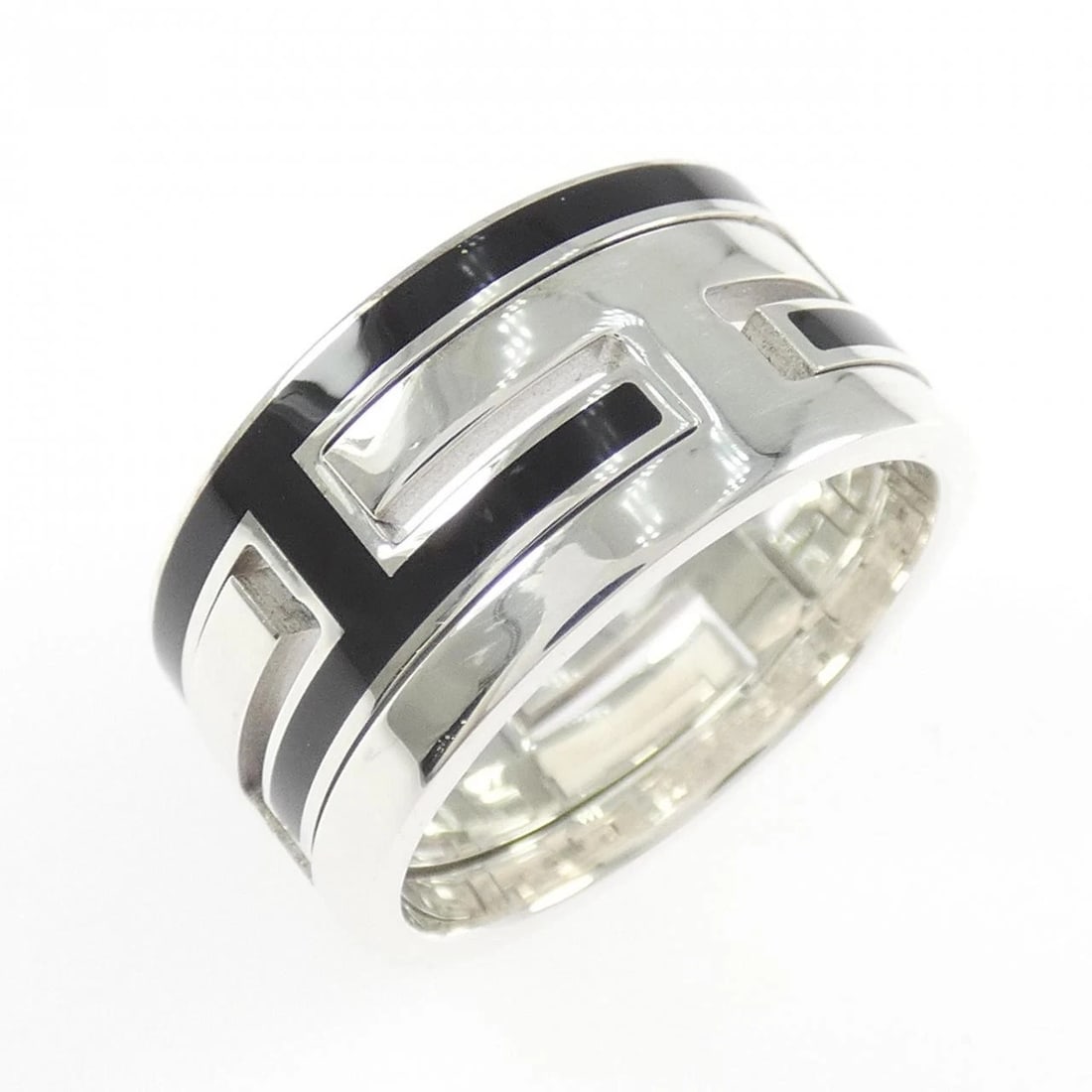 HERMES MOVE H RING: Hermes Move H Ring Brand: HERMES Type/Style: Hermes Ring Material: 925Silver, Main Stone Resin Color: silver Size: US7(54) Accessories: None Accessories Notice: When purchasing pre-owned goods,