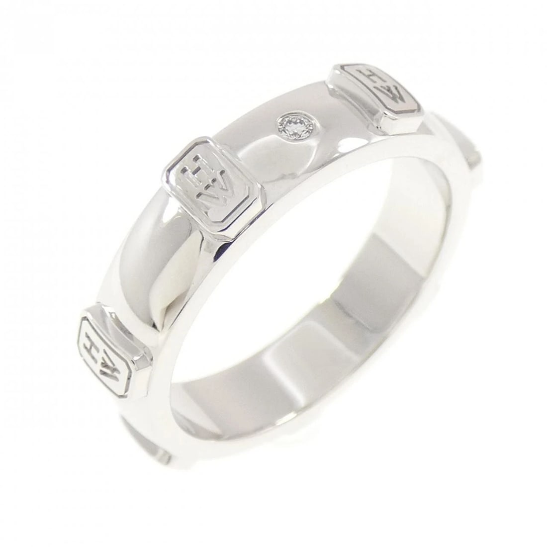 HARRY WINSTON HW LOGO BAND RING: Harry Winston HW Logo Band Ring Brand: HARRY WINSTON Type/Style: Harry Winston Ring Material: 750 white gold, Main Stone Natural Color: white gold Size: US6 Accessories: None Accessories Notice: When