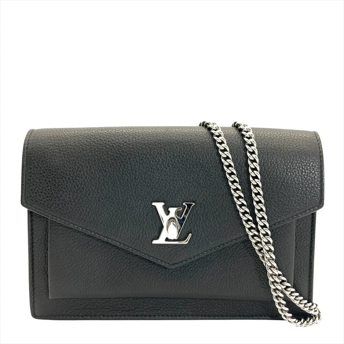 LOUIS VUITTON POCHETTE LOCKME CHAIN SHOULDER BAG: Louis Vuitton Pochette Lockme Chain Shoulder Bag Brand: Louis Vuitton Type/Style: Pochette, Shoulder bag Material: Leather Color: Black Size: (HxWxD) 12cm x 19cm x 4cm / 4.72inch x 7.48inch x