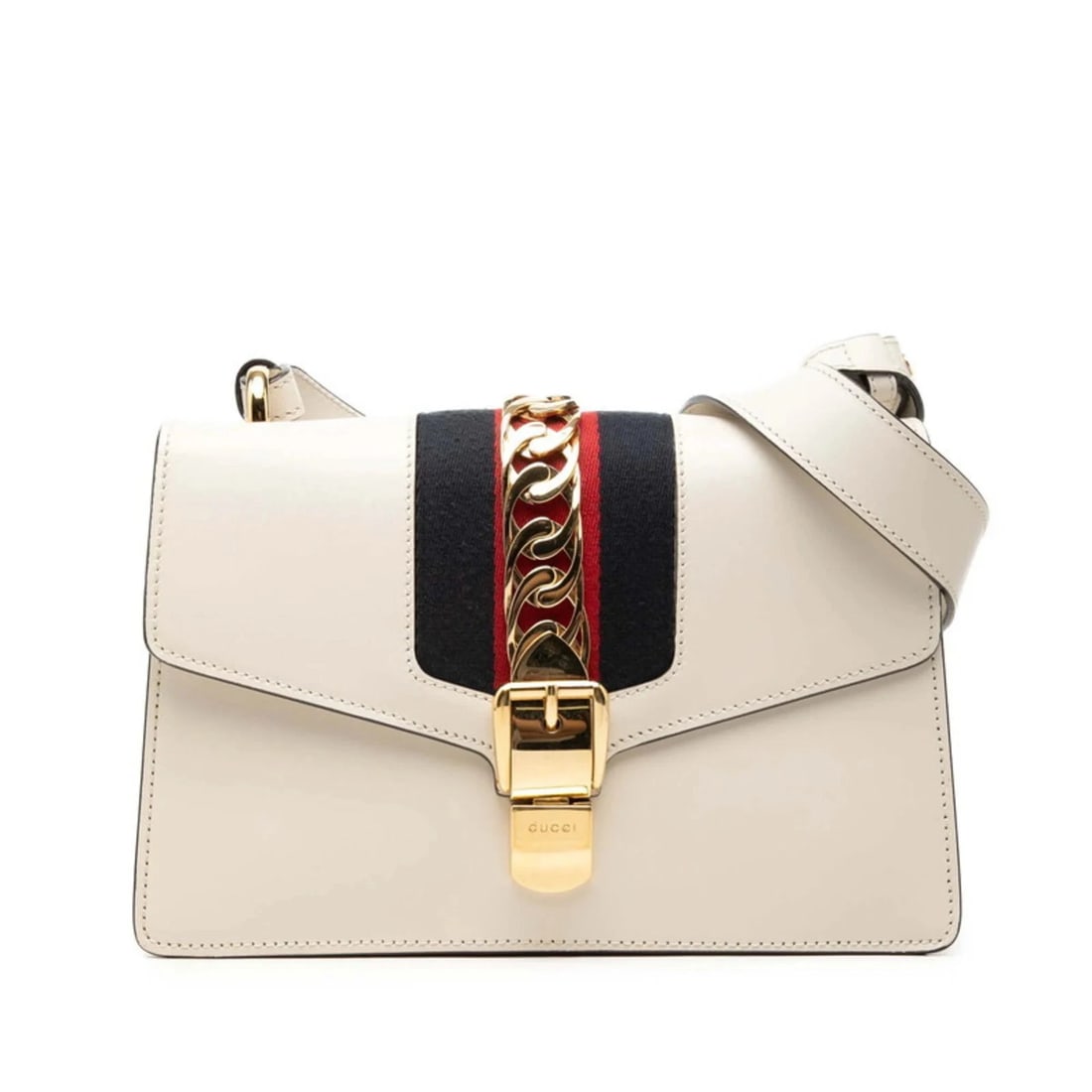 GUCCI SHERRY LINE SYLVIE HANDBAG SHOULDER BAG: Gucci Sherry Line Sylvie Handbag Shoulder Bag Brand: Gucci Type/Style: Handbag, Shoulder bag Material: Leather Color: White Size: (HxWxD) 17cm x 25.5cm x 7.5cm / 6.69inch x 10.03inch x 2.95