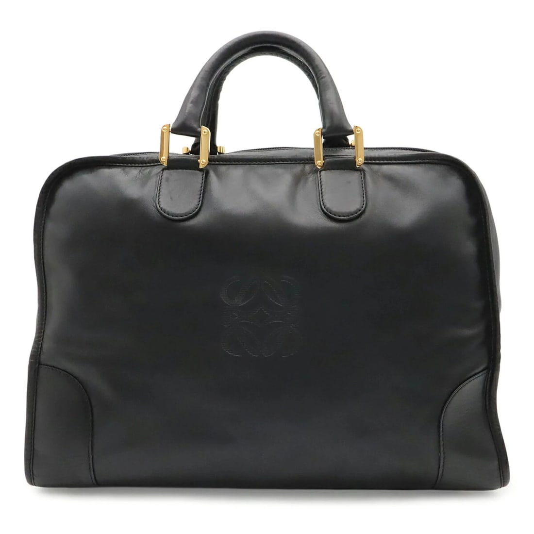 LOEWE 40 ANAGRAM HANDBAG BOSTON BAG: LOEWE 40 Anagram Handbag Boston Bag Brand: Loewe Type/Style: Boston bag, Handbag Material: Leather Color: Black Size: (HxWxD) 29cm x 40cm x 18cm / 11.41inch x 15.74inch x 7.08inch Accessories: None