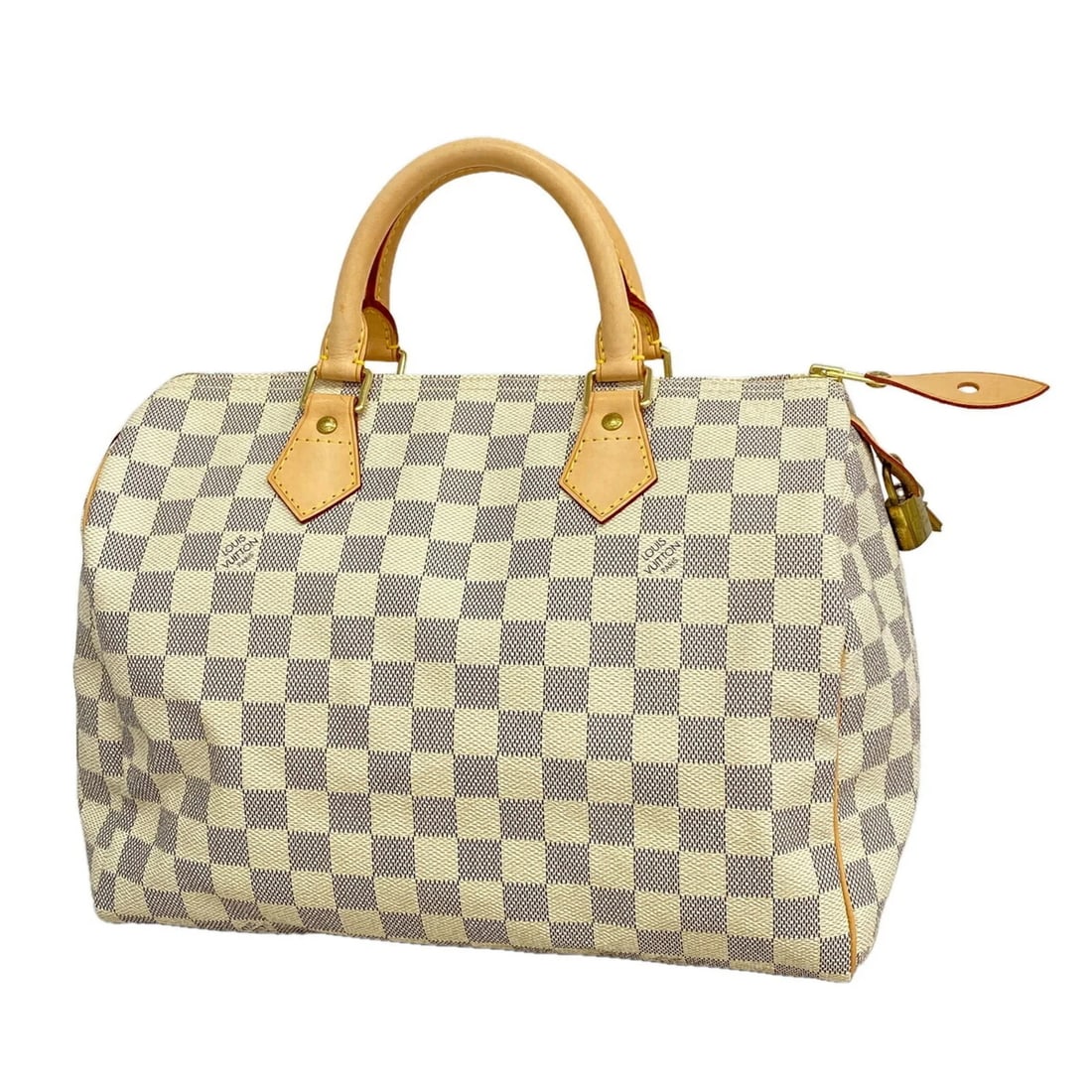 LOUIS VUITTON DAMIER AZUR SPEEDY 30 HANDBAG: Louis Vuitton Damier Azur Speedy 30 Handbag Brand: Louis Vuitton Type/Style: Handbag Material: None Color: White Size: (HxWxD) 21cm x 30cm x 17cm / 8.26inch x 11.81inch x 6.69inch Accessories: None