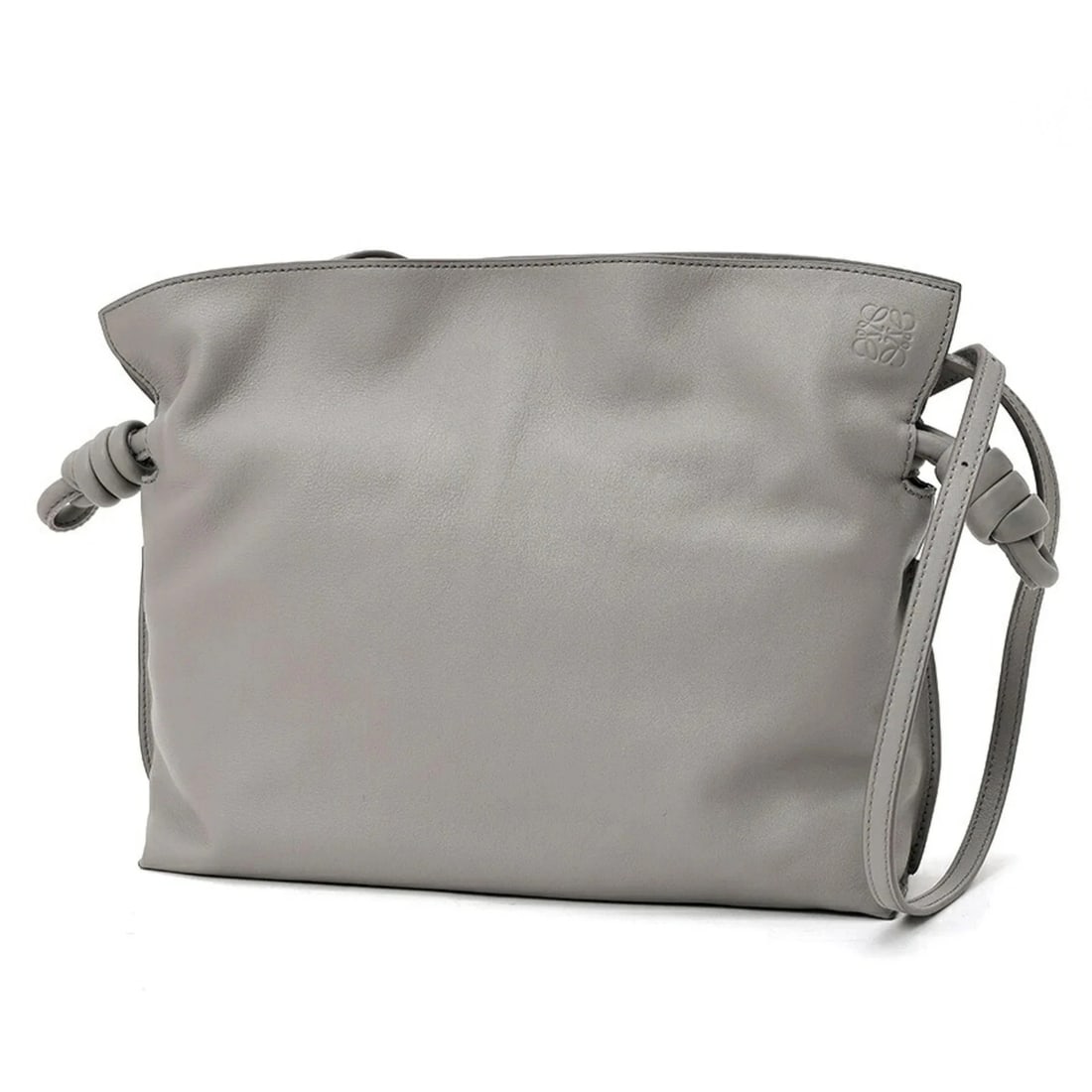 LOEWE FLAMENCO CLUTCH MEDIUM SHOULDER BAG: Loewe Flamenco Clutch Medium Shoulder Bag Brand: Loewe Type/Style: Shoulder bag Material: Leather Color: Gray Size: (HxWxD) 24cm x 30cm x 9.5cm / 9.44inch x 11.81inch x 3.74inch Accessories: None