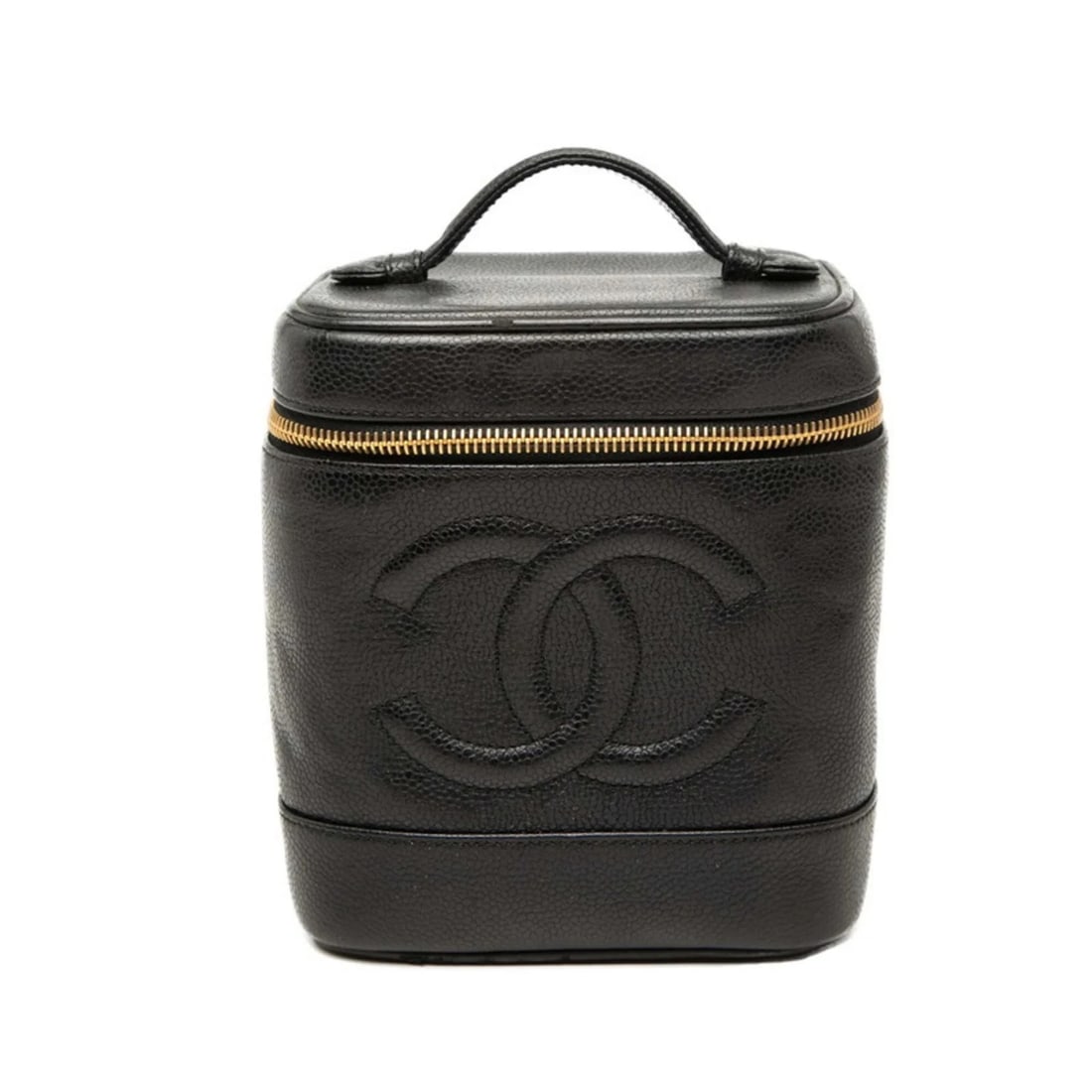 CHANEL COCO MARK VANITY BAG HANDBAG BLACK CAVIARSKINLEATHER: Chanel Coco Mark Vanity Bag Handbag Black CaviarSkinLeather Brand: Chanel Type/Style: Handbag, Vanity bag Material: Grained Calfskin Color: Black Size: (HxWxD) 17cm x 15cm x 12.5cm / 6.69inch x