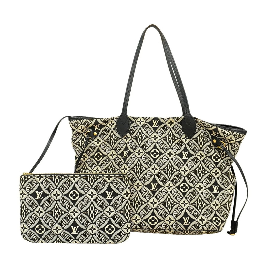 LOUIS VUITTON MONOGRAM JACQUARD TOTE BAG: Louis Vuitton Monogram Jacquard Tote Bag Brand: Louis Vuitton Type/Style: Tote bag Material: Monogram Color: Black, Gray Size: (HxWxD) 28cm x 31cm x 16cm / 11.02inch x 12.2inch x 6.29inch