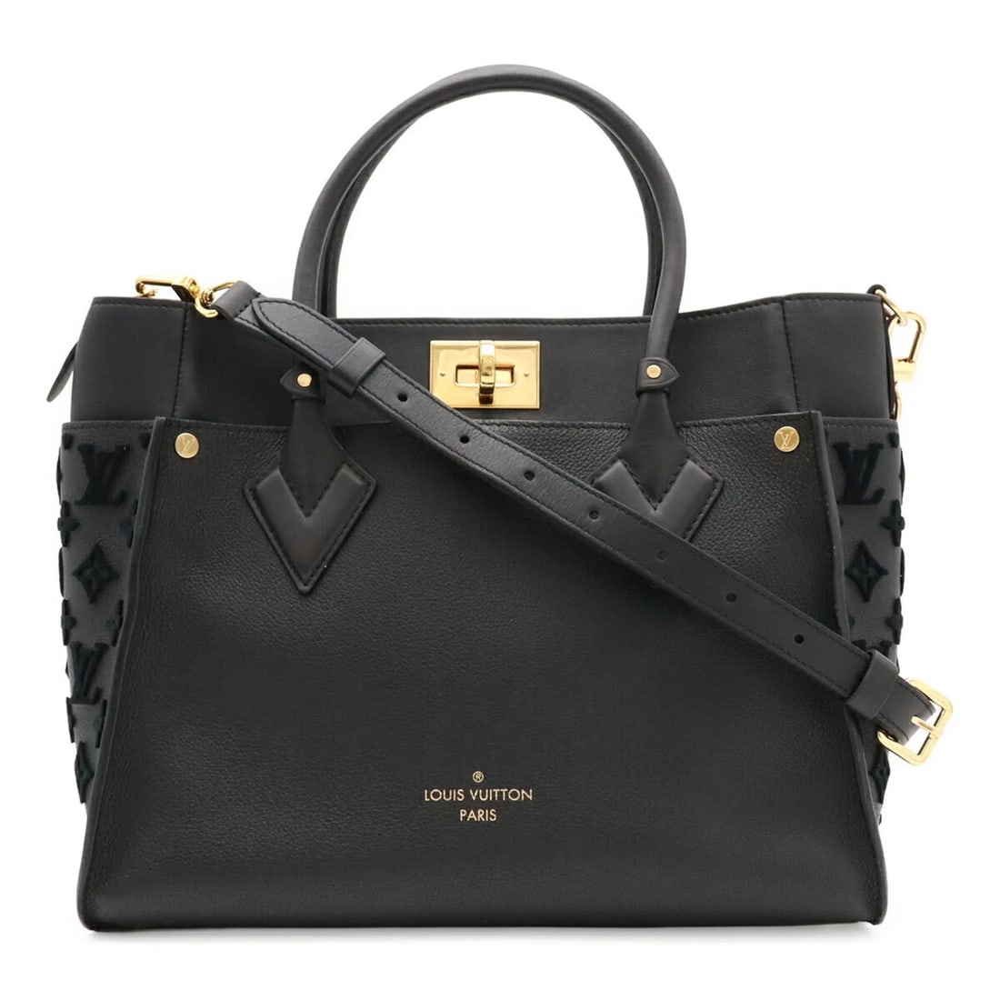 LOUIS VUITTON MONOGRAM TUFTAGE ON MY SIDE MM HANDBAG: Louis Vuitton Monogram Tuftage On My Side MM Handbag Brand: Louis Vuitton Type/Style: Handbag, Shoulder bag Material: Leather Color: Noir Size: (HxWxD) 25cm x 31cm x 13.5cm / 9.84inch x 12.2inch x