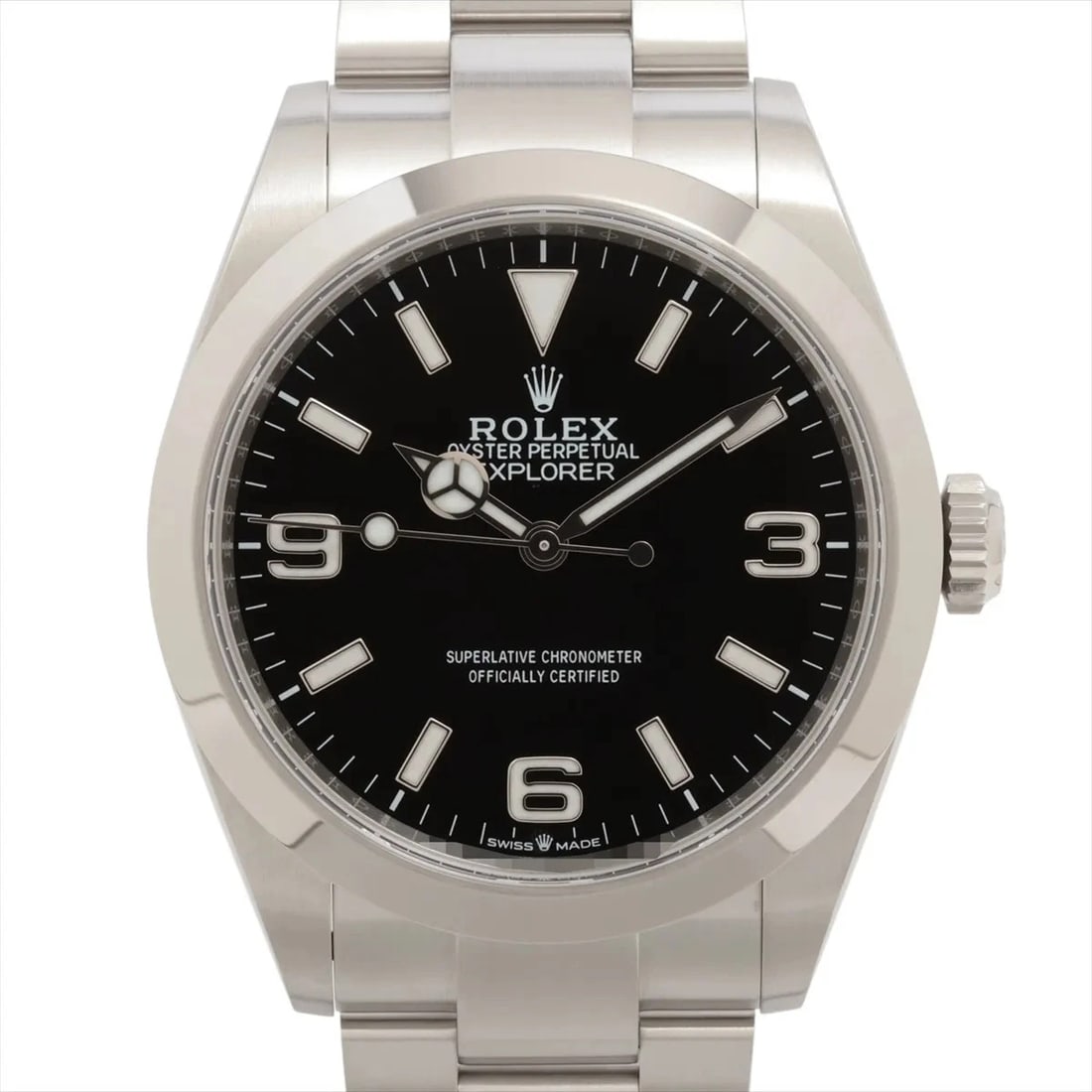 ROLEX EXPLORER SS BLACK: Rolex Explorer SS black Brand: Rolex Type/Style: Wristwatch Material: SS Color: Dial Color Black Size: Case:W1.6 x H1.6inch / W40 x H40 Circumference of Wrist:7.9inch / 20 Accessories: None