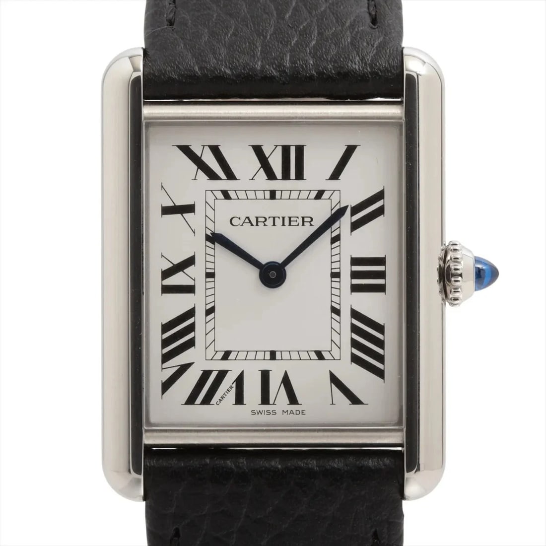 CARTIER TANK MUST SS & LEATHER: Cartier tank Must SS & Leather Brand: Cartier Type/Style: Wristwatch Material: SS & Leather Color: Dial Color Silver Size: Case:W0.8 x H1.2inch / W25.5 x H33.7 Circumference of Wrist:7.3inch / 18.5