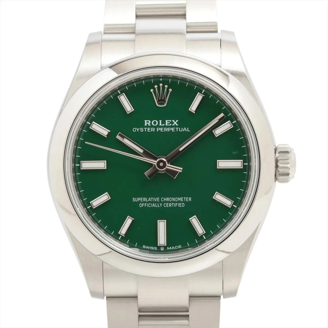 ROLEX OYSTER PERPETUAL SS: Rolex Oyster Perpetual SS Brand: Rolex Type/Style: Wristwatch Material: SS Color: Dial Color Green Size: Case:W1.2 x H1.2inch / W31 x H31 Circumference of Wrist:6.9inch / 17.5 Accessories: None