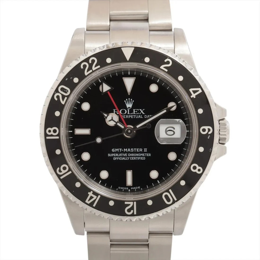 ROLEX GMT MASTER II SS BLACK: Rolex GMT Master II SS black Brand: Rolex Type/Style: Wristwatch Material: SS Color: Dial Color Black Size: Case:W1.6 x H1.6inch / W40 x H40 Circumference of Wrist:7.5inch / 19 Accessories: None