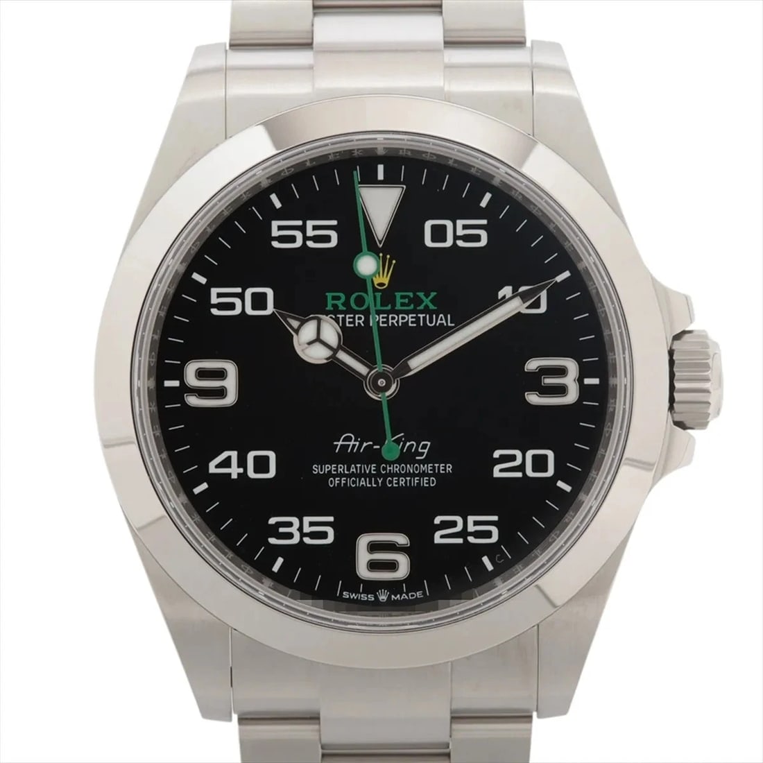 ROLEX AIR-KING SS BLACK: Rolex Air-King SS black Brand: Rolex Type/Style: Wristwatch Material: SS Color: Dial Color Black Size: Case:W1.6 x H1.6inch / W40 x H40 Circumference of Wrist:7.5inch / 19 Accessories: None
