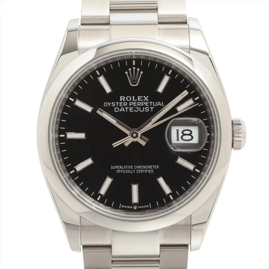 ROLEX DATEJUST SS BRIGHT BLACK: Rolex DATEJUST SS bright black Brand: Rolex Type/Style: Wristwatch Material: SS Color: Dial Color bright black Size: Case:W1.2 x H1.2inch / W36 x H36 Circumference of Wrist:7.3inch / 18.5