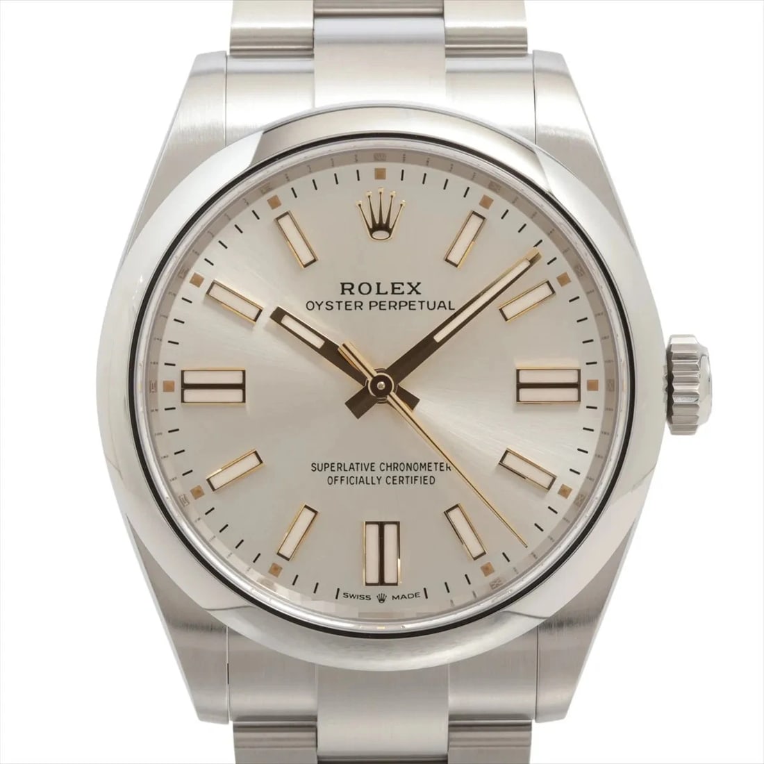 ROLEX OYSTER PERPETUAL SS: Rolex OYSTER PERPETUAL SS Brand: Rolex Type/Style: Wristwatch Material: SS Color: Dial Color Silver Size: Case:W1.6 x H1.6inch / W41 x H41 Circumference of Wrist:7.1inch / 18 Accessories: None