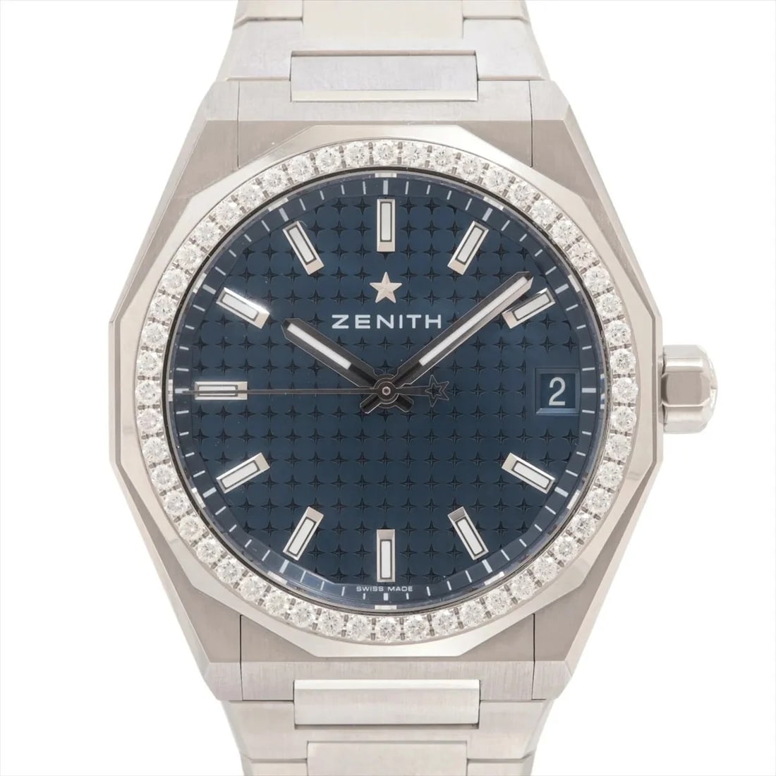 ZENITH DEFY SKYLINE SS BLUE: Zenith Defy Skyline SS blue Brand: Zenith Type/Style: Wristwatch Material: SS Color: Dial Color Blue Size: Case:W1.2 x H1.2inch / W36 x H36 Circumference of Wrist:7.1inch / 18 Accessories: None